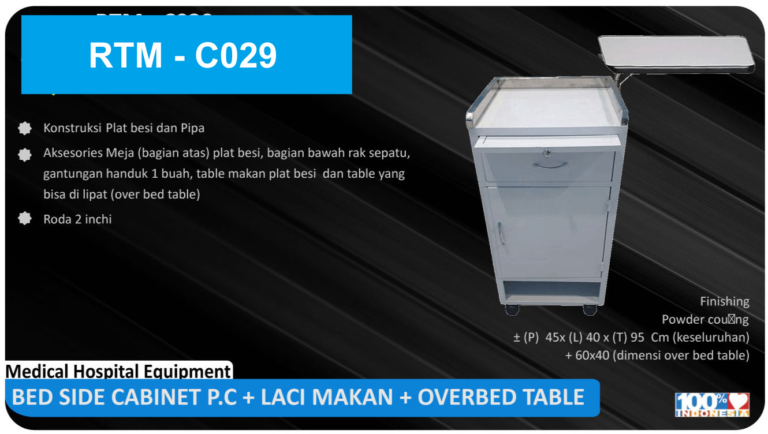 Bed Side Cabinet P.C + Laci Makan + Overbed Table RTM – C029